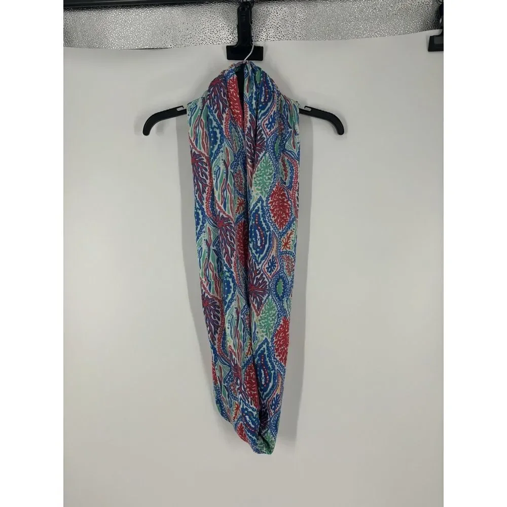 Lilly Pulitzer‎ Coral Let Minnow Green Riley Infinity Loop Scarf Printed Rayon
